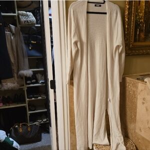 Long Cream Open Cardigan